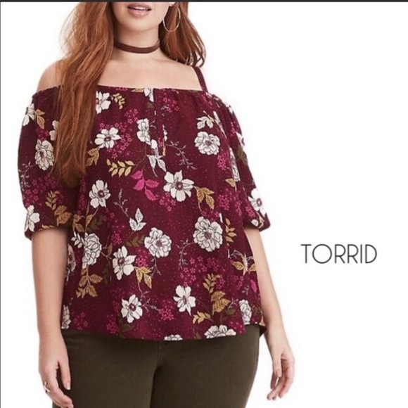 torrid Tops - Torrid Floral Cold Shoulder Top size 3